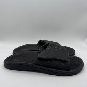 OluKai Nalu Slide Mens Black Adjustable Sandals 10332-4040 Size 9